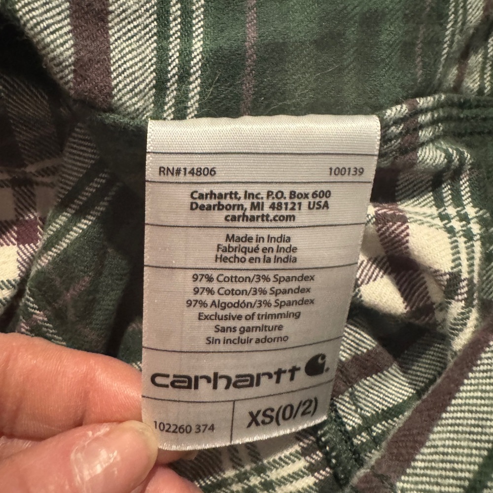 Carhartt Forest Green and Cream Plaid Shirt - Picture 5 of 5